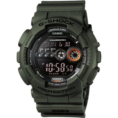 G-Shock Classic Style GD-100MS-3 World Time - Military Stealth Uhr