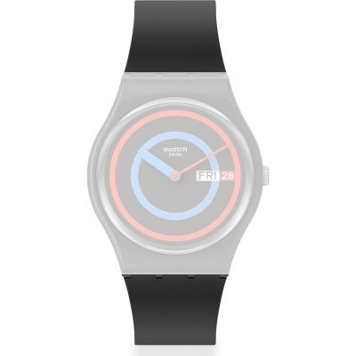 Swatch Plastic - Originals Medium (34mm) /Access/Solar/Musicall/Stop - G/SK/SL/SR/SS/SO28 ASO28B706 Circling Black Band