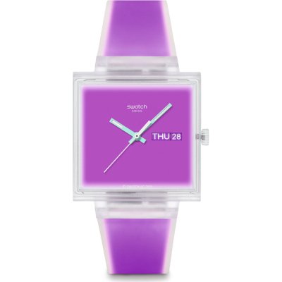 Swatch What If - Square SO38K705 What If... Jelly see thru magenta? Uhr
